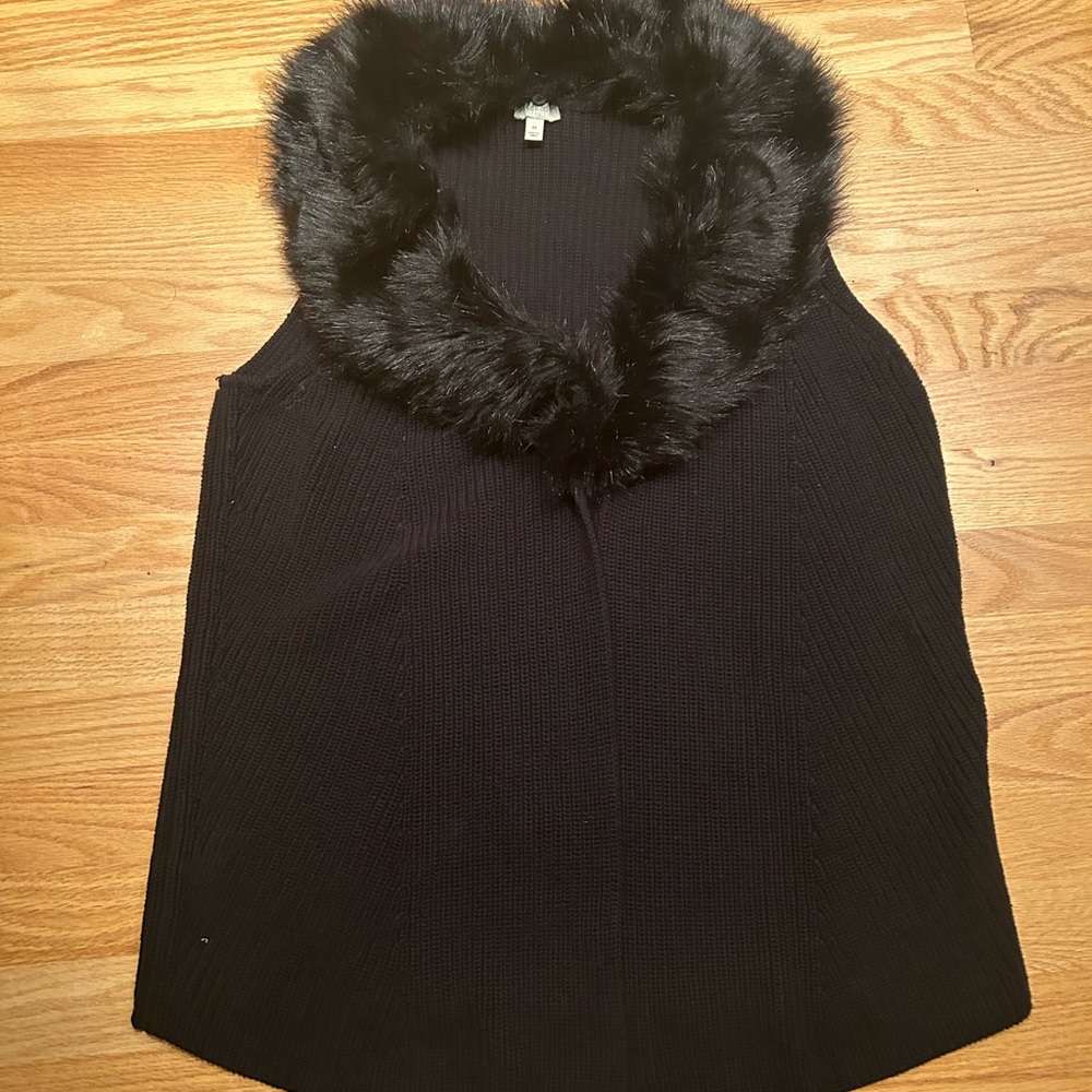 Talbot Faux Fur Trimmed Sweater Vest (removable fur)